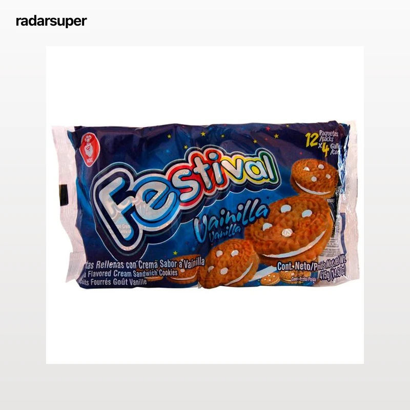 FESTIVAL Galletas tipo sandwich rellenas con crema sabor vainilla 403 g.