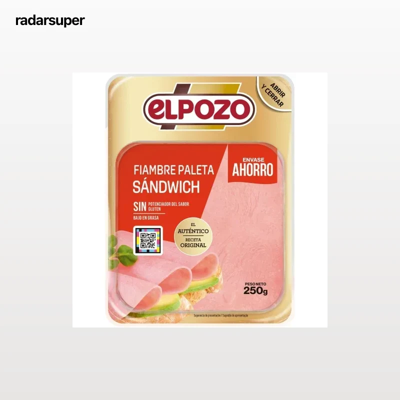Fiambre de magro de cerdo en lonchas ElPozo sin gluten 250 g