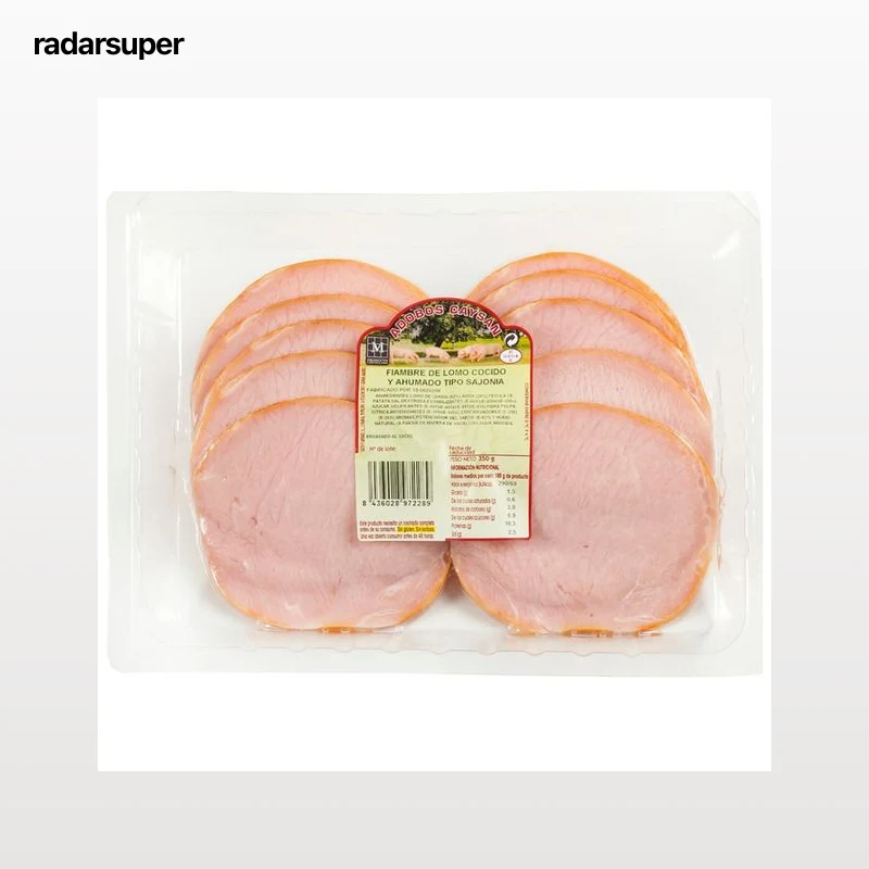 Fiambre de lomo de cerdo cocido y ahumado tipo Sajonia, cortado en lonchas CAYSAN 350 g.