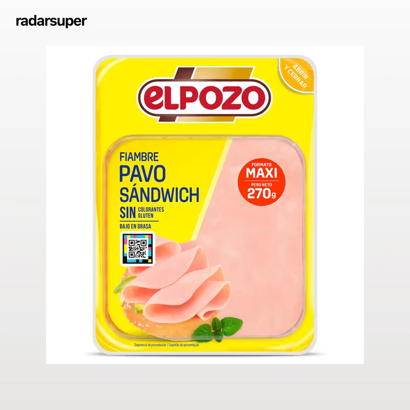 Fiambre de pavo sándwich Elpozo 270 g