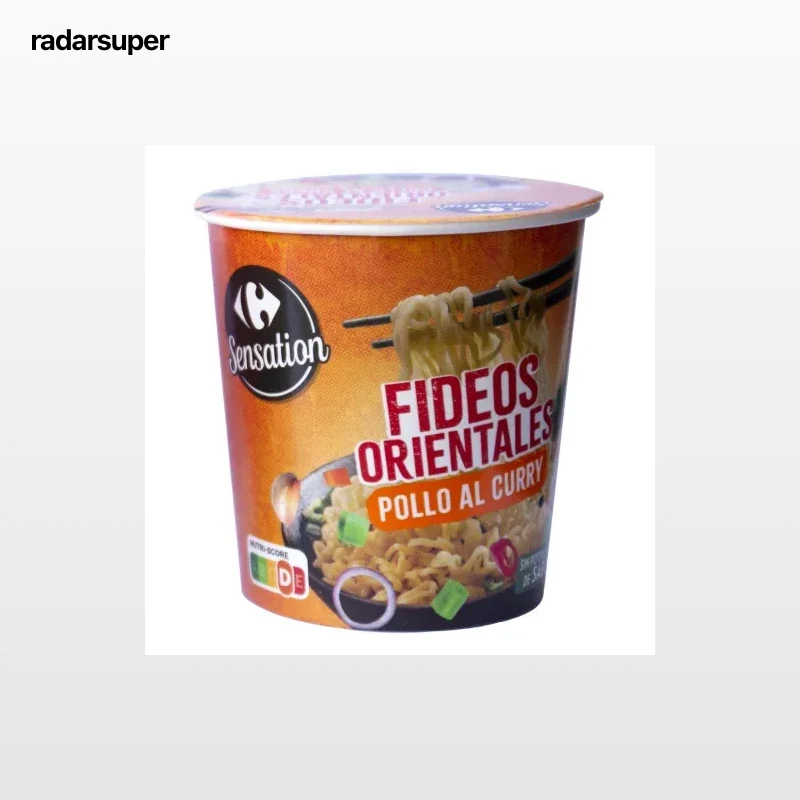 Fideos orientales de pollo al curry Sensation Carrefour 65 g.