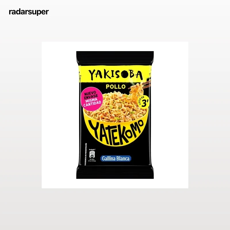 Fideos orientales de pollo Yakisoba Yatekomo Gallina Blanca 93 g.
