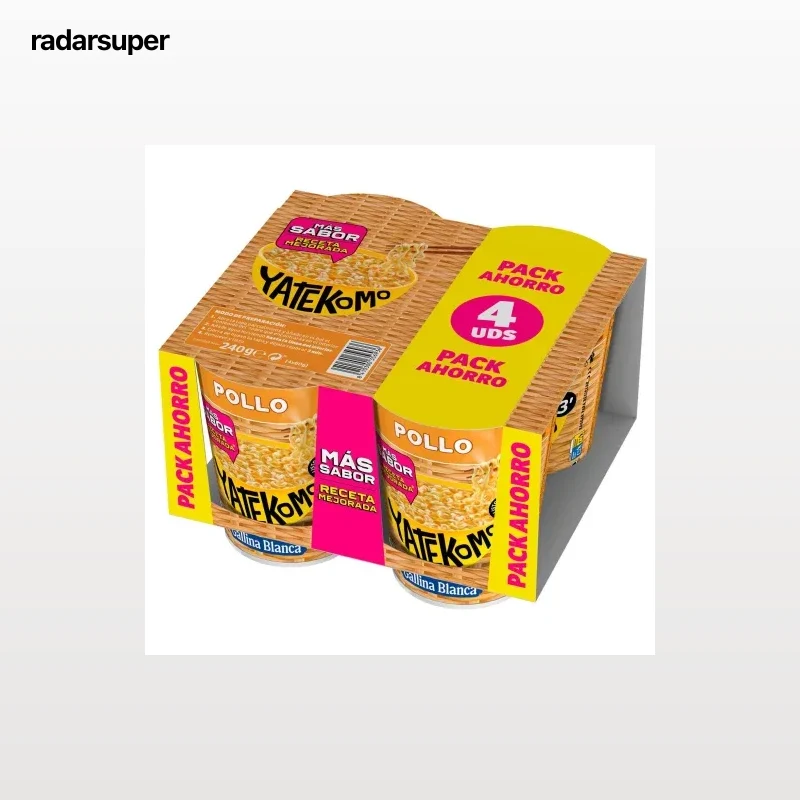 Fideos orientales de pollo Yatekomo Gallina Blanca pack de 4 unidades de 60 g.