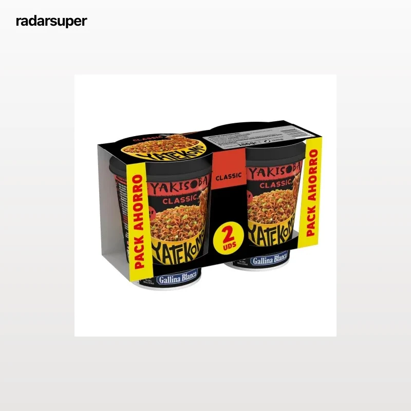 Fideos orientales Yatekomo Yakisoba classic pack 2 unidades de 93 g.