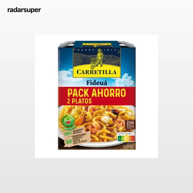 Fideuá Carretilla sin aceite de palma pack de 2 unidades de 250 g.