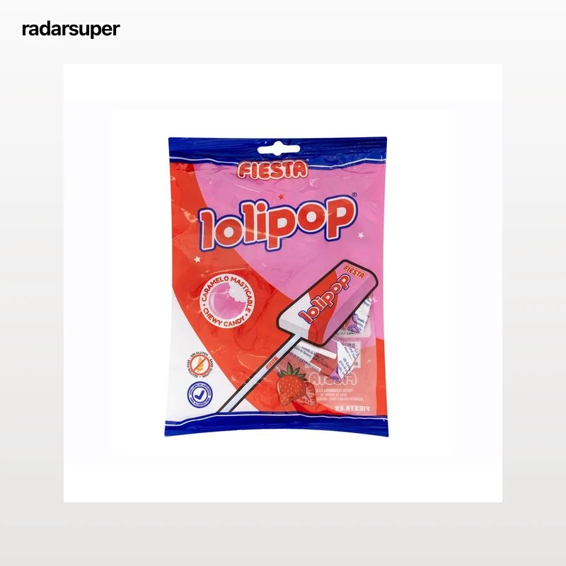 FIESTA LOLIPOP Caramelos blandos con palo masticables fresa 7 uds. x 11,5 g.
