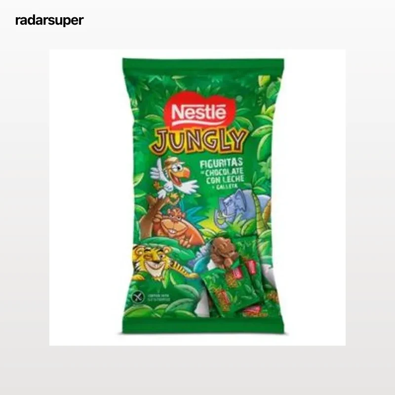 Figuras de chocolate con leche y galleta Nestlé Jungly sin gluten 124 g.