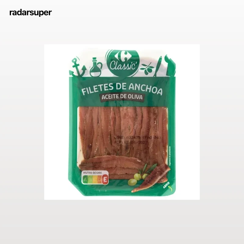 Filete de anchoa en aceite de oliva Classic Carrefour 110 g.