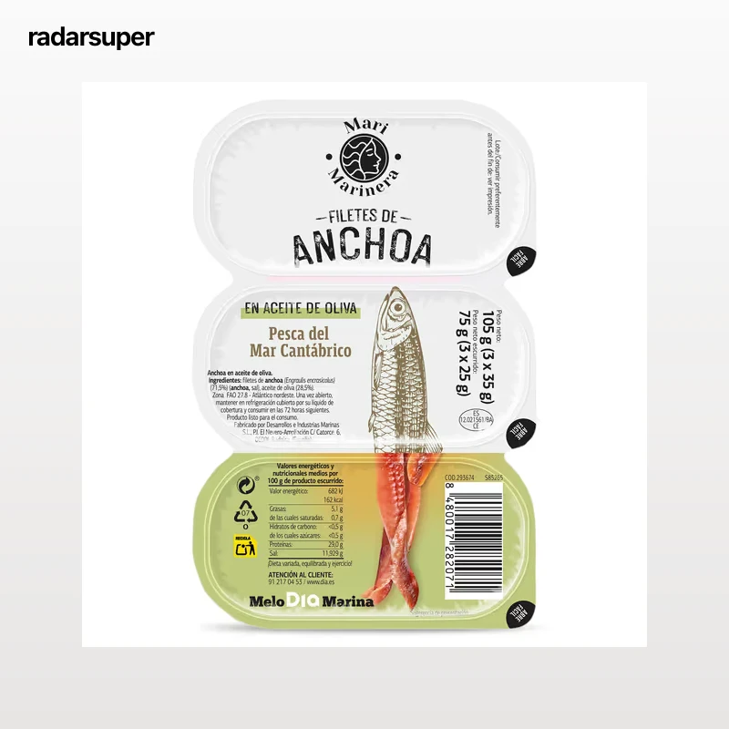 Filetes de anchoa en aceite de oliva Dia Mari Marinera 3 x 25 g