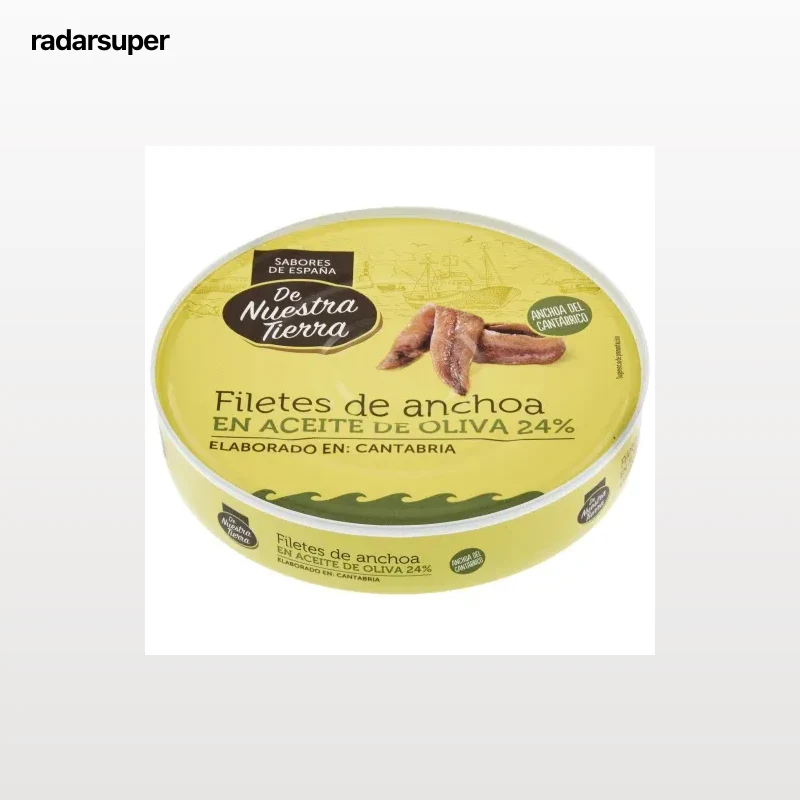 Filetes de anchoa del Cantábrico en aceite de oliva De Nuestra Tierra 185 g.