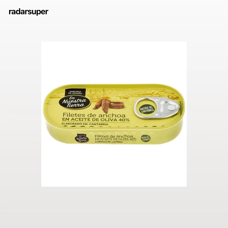 Filetes de anchoa del Cantábrico en aceite de oliva De Nuestra Tierra 30 g.