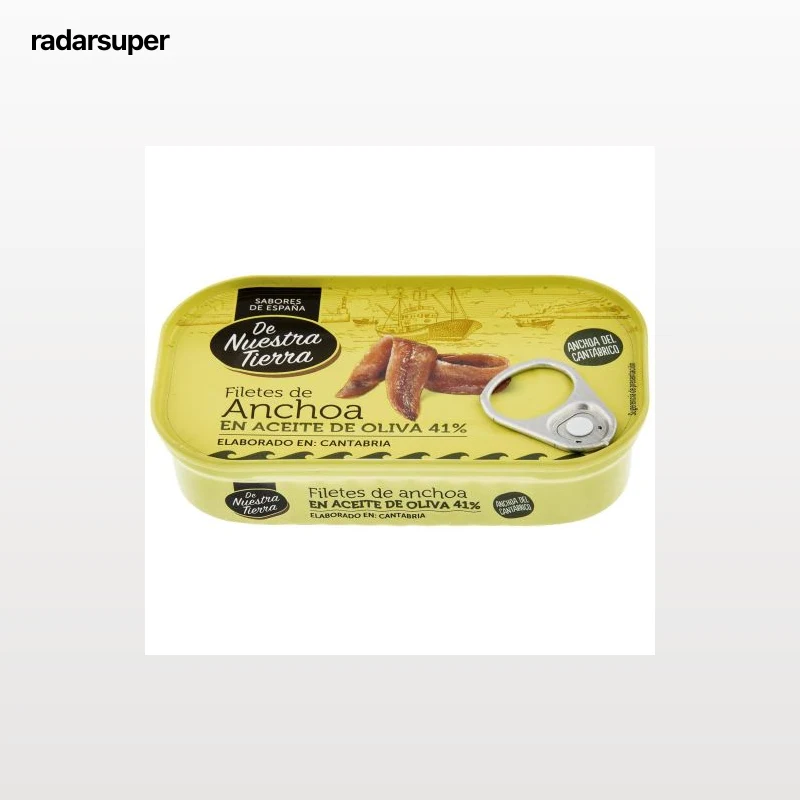 Filetes de anchoa del Cantábrico en aceite de oliva De Nuestra Tierra 53 g.