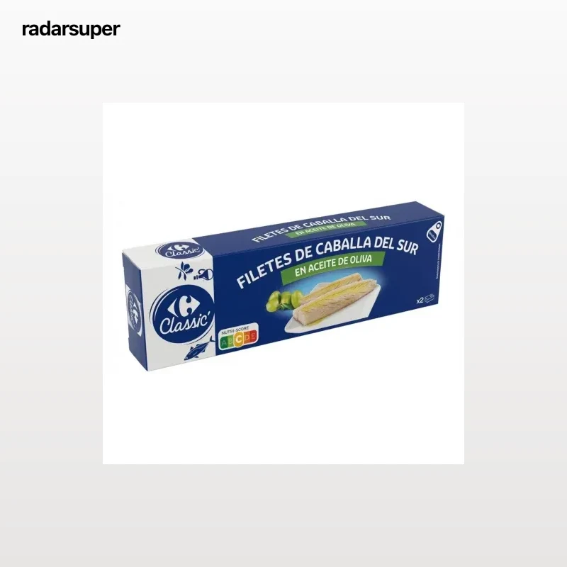 Filetes de caballa del sur en aceite de oliva Carrefour Classic pack de 2 unidades de 85 g,