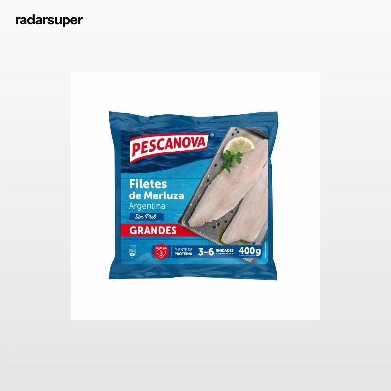 Filetes de merluza Argentina sin piel ultracongelados Pescanova 400 g.