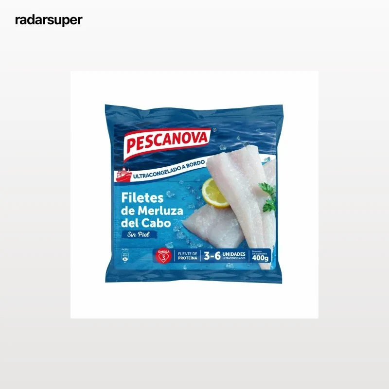 Filetes de merluza sin piel ultracongelados Pescanova 400 g.