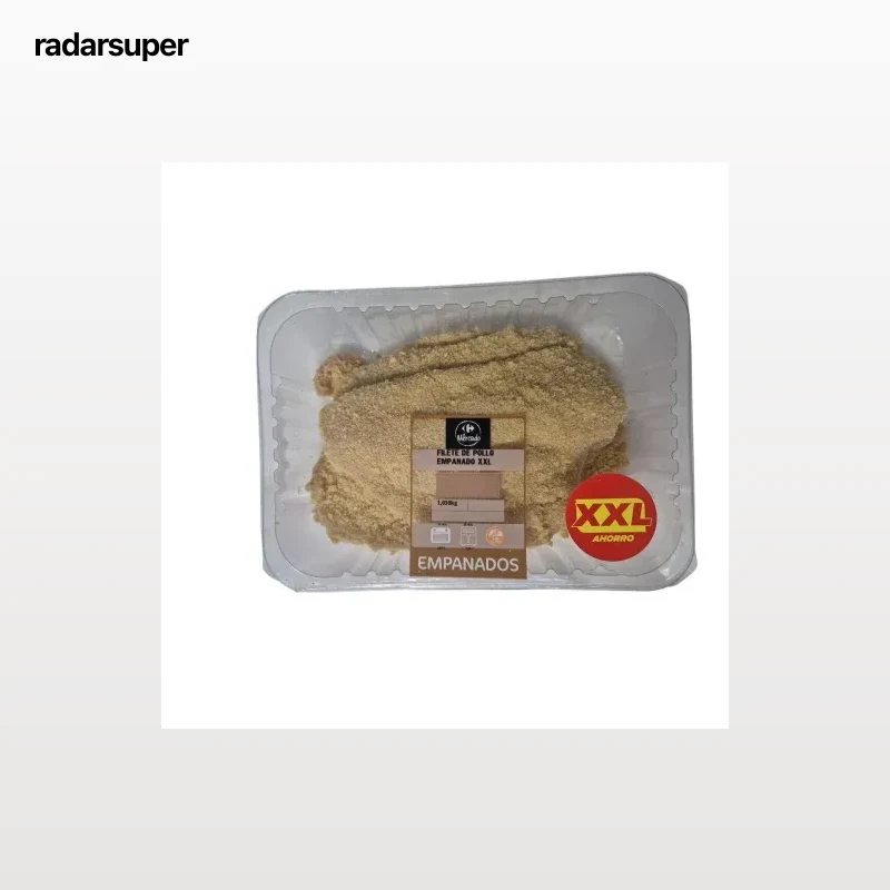 Filetes de pechuga de pollo empanado XXL El Mercado sin gluten 1 kg aprox