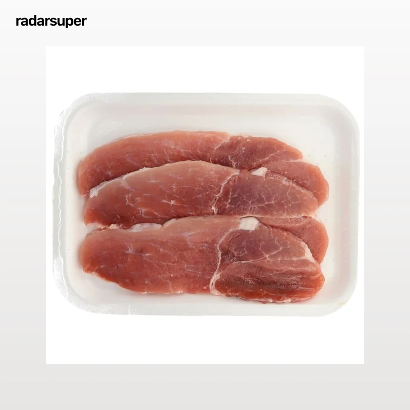 Filetes de jamón de cerdo ideales para freír, bandeja.
