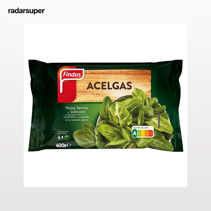 FINDUS Acelgas en hojas seleccionadas y congeladas en menos de 1 día FINDUS 400 g.