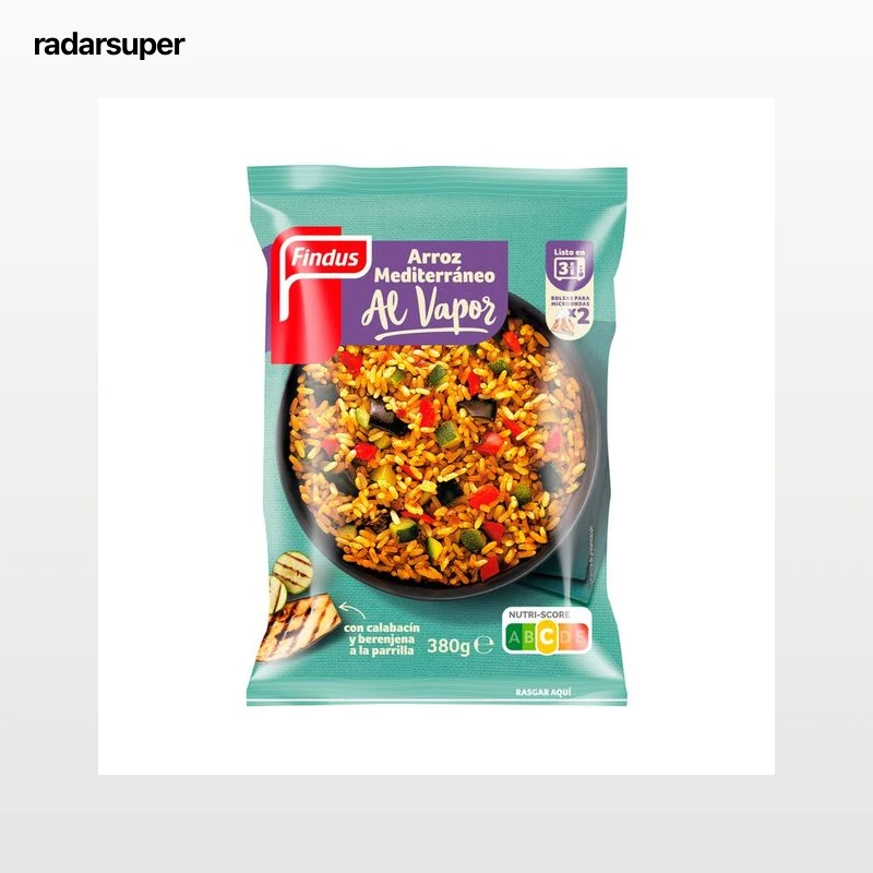 FINDUS Arróz mediterráneo (con calabacín y berenjena a la parrilla) al vapor 380 g.