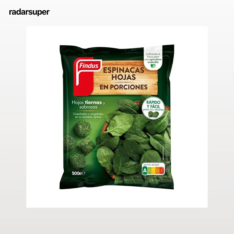 FINDUS Espinacas (hojas tiernas y sabrosas) en porciones 500 g.