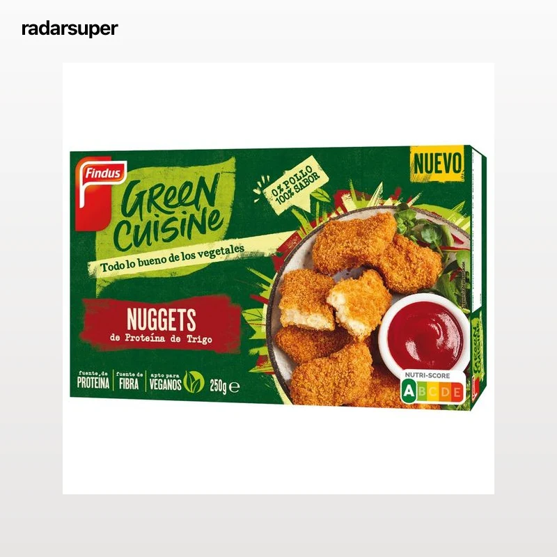 FINDUS Nuggets sin pollo, a base de proteína de trigo Green cuisine 250 g.