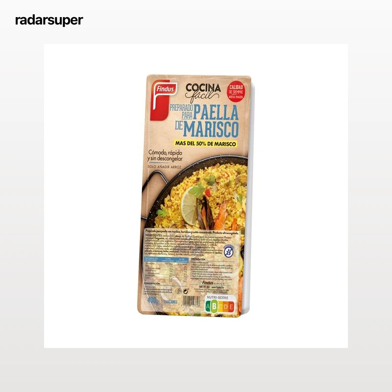 FINDUS Preparado para paella con marisco, hortalizas y caldo concentrado FINDUS 400 g.