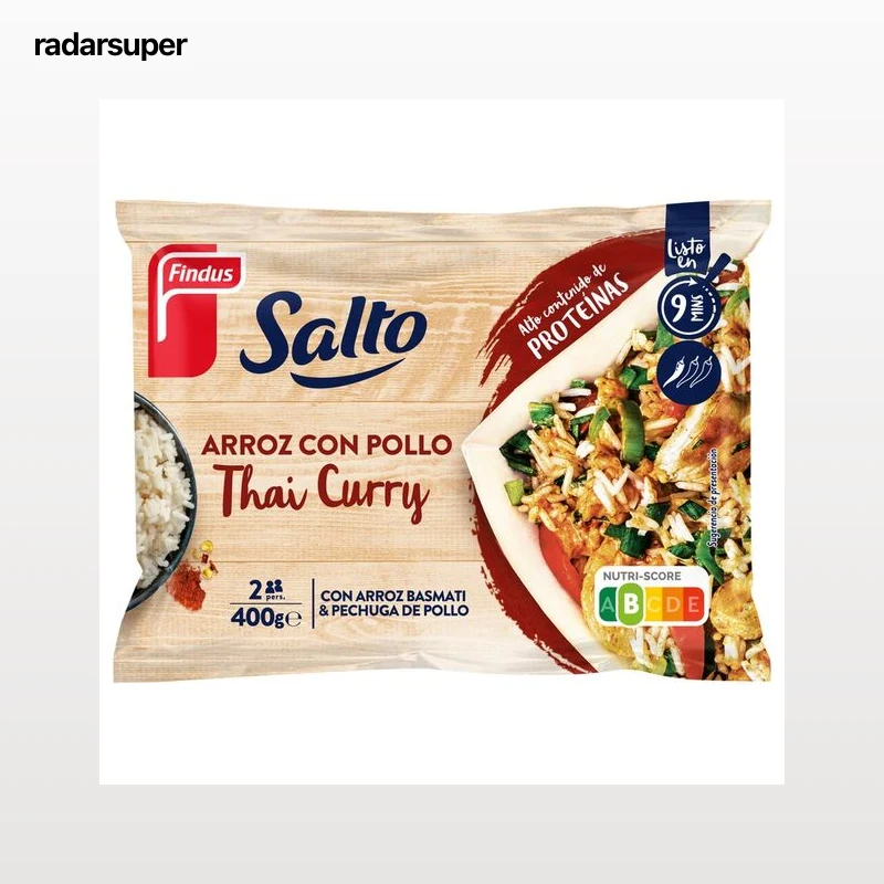 FINDUS Salto Arroz basmati con pechuga de pollo al estilo Tahi curry 400 g.
