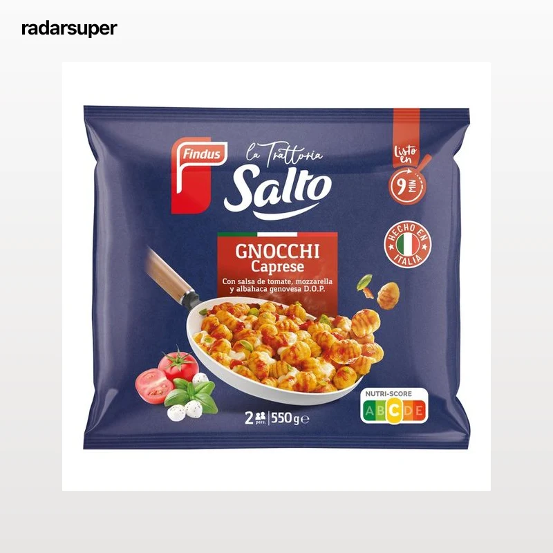 FINDUS La tratoria Gnocchi caprese con salta de tomate, mozzarella y albahaca genovesa D.O.P. 550 g.