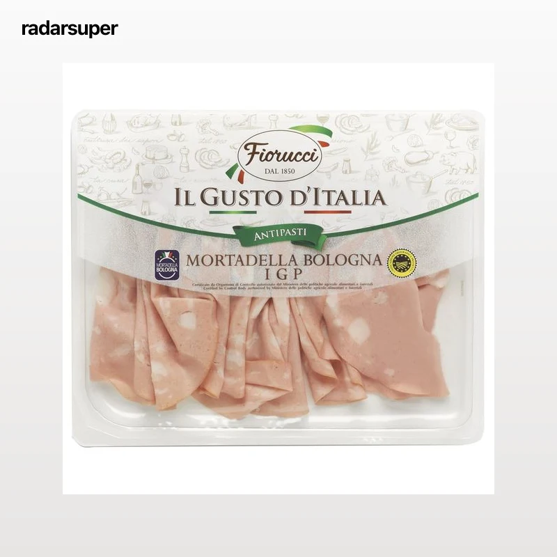 FIORUCCI Mortadela italiana con IGP Morteadella de Bologna, cortada en finas lonchas FIORUCCI 100 g.