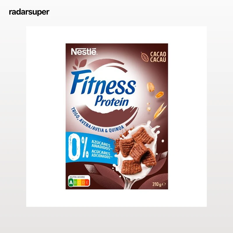 FITNESS Proteina de Nestlé Cereales (trigo, avena y quinoa), sin azúcares añadidos y con sabor a chocolate 310 g.