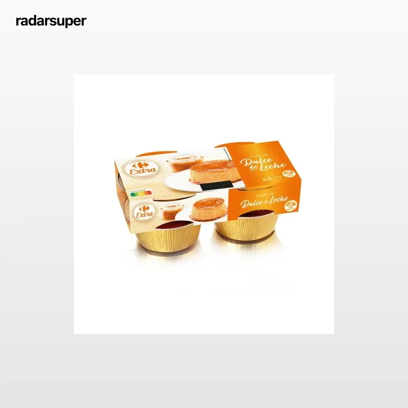 Flan de dulce de leche Carrefour sin gluten pack de 4 unidades de 100 g.