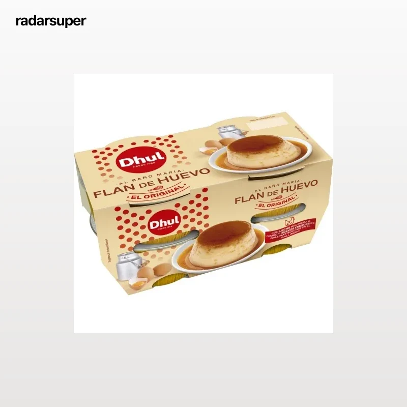 Flan de huevo al baño María Dhul sin gluten pack de 4 unidades de 110 g.