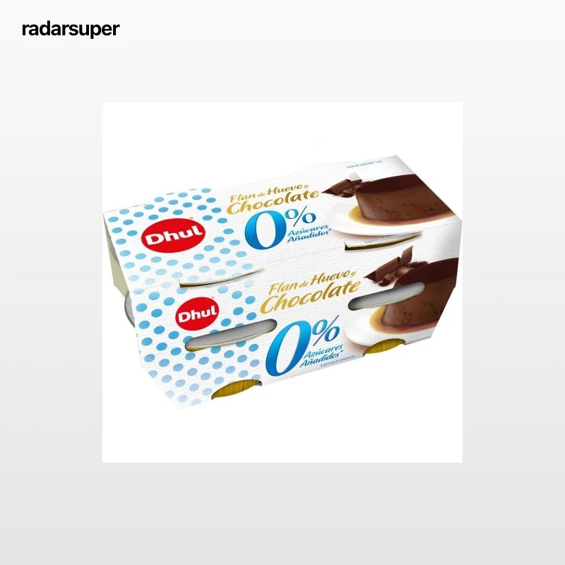 Flan de huevo chocolate sin azúcar añadido Dhul pack de 4 unidades de 100 g.