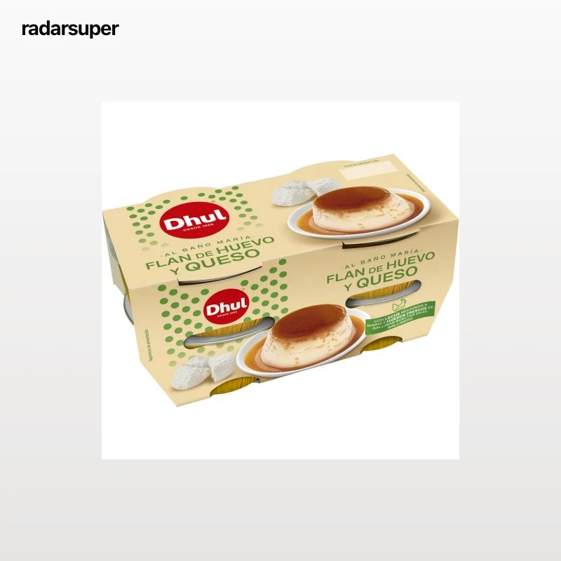 Flan de huevo y queso al baño María Dhul sin gluten pack de 4 unidades de 110 g.