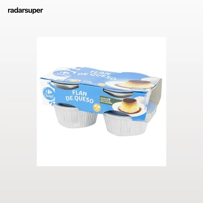 Flan de queso Carrefour sin gluten pack de 4 unidades de 100 g.