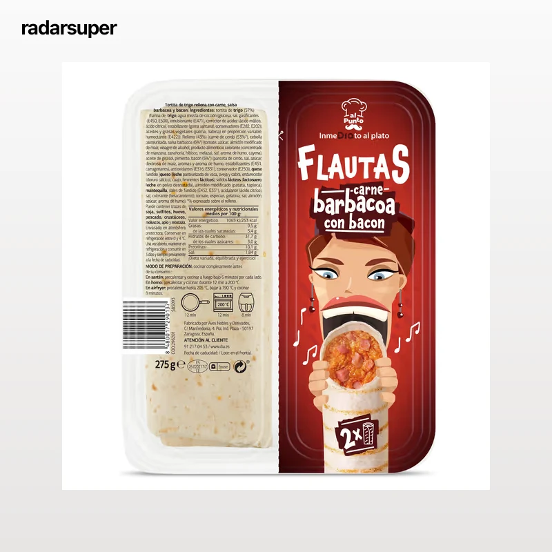 Flautas de carne barbacoa con bacon Dia Al Punto 275 g