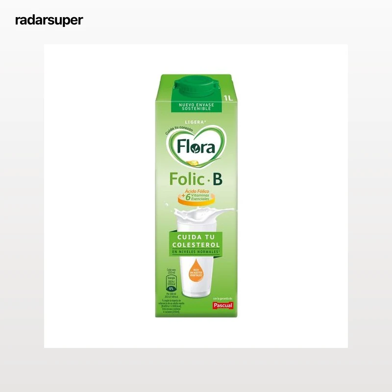 FLORA Preparado lácteo desnatado, con ácido fólico y 6 vitaminas, que ayuda a controlar el colesterol  Folic B ligera 1 l.