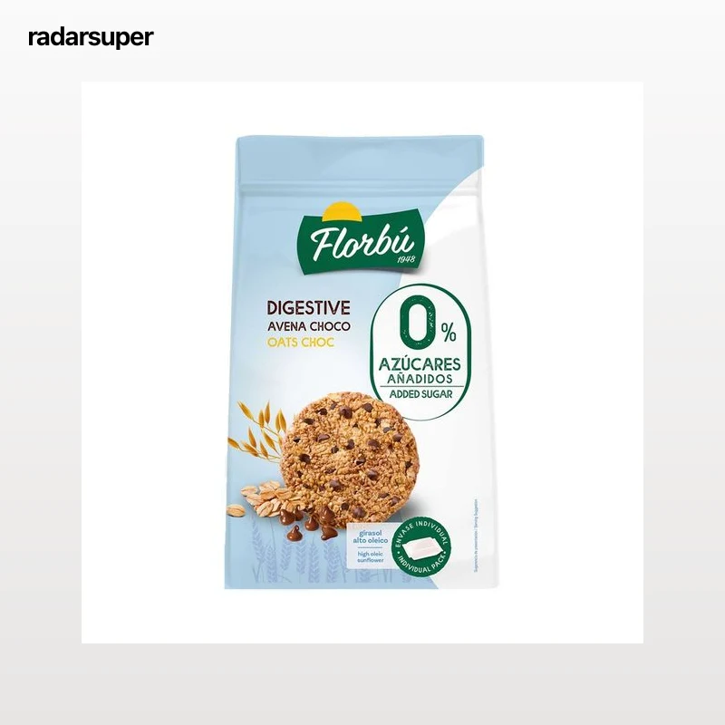 FLORBÚ Galleta digestive sin azúcar avena chocolate 245 g.