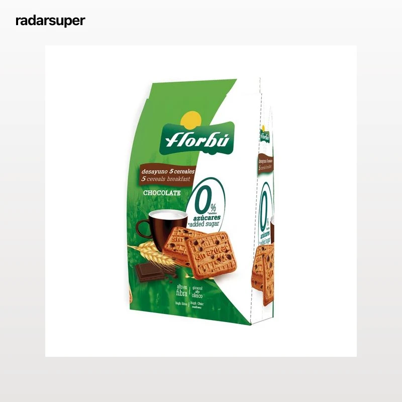 FLORBÚ Galletas 5 cereales, chocolate , sin azúcares añadidos 340 g.
