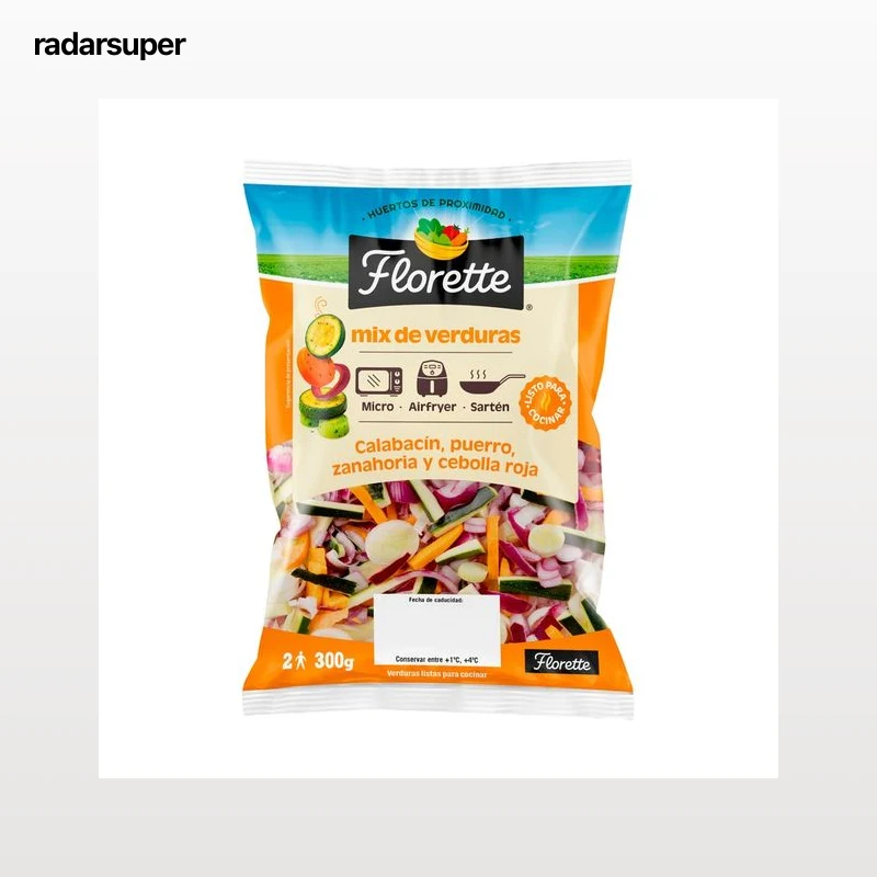 FLORETTE Mix de verduras (calanacín, puerro, zanahoria y cebolla roja) 300 g.