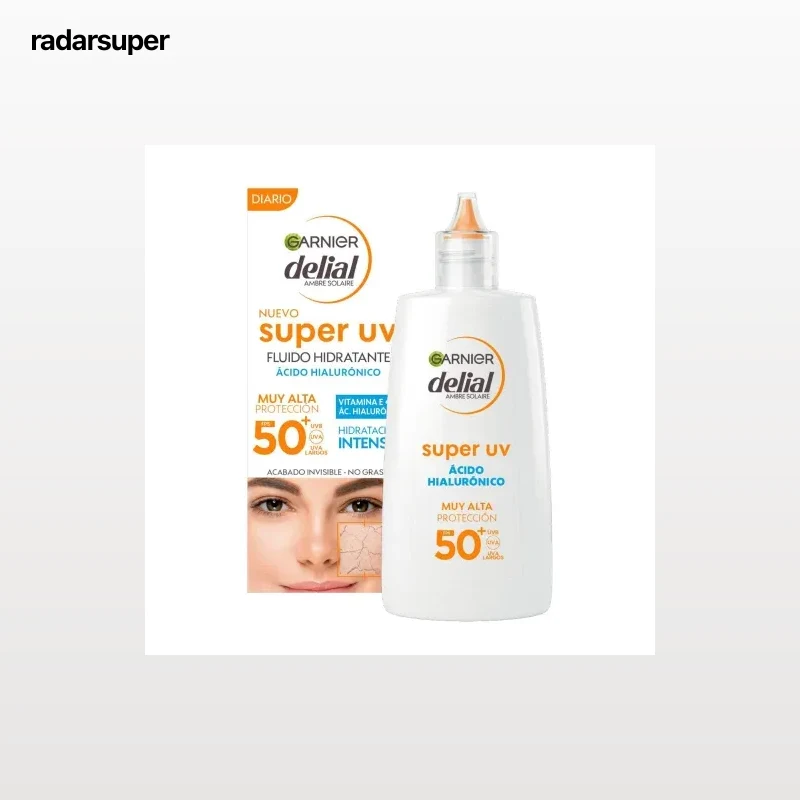 Fluido facial Super UV ácido hialurónico SPF50+ Garnier Delial 40 ml.