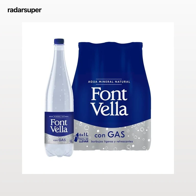 FONT VELLA Agua mineral natural con gas pack 6 uds. x 1 l.