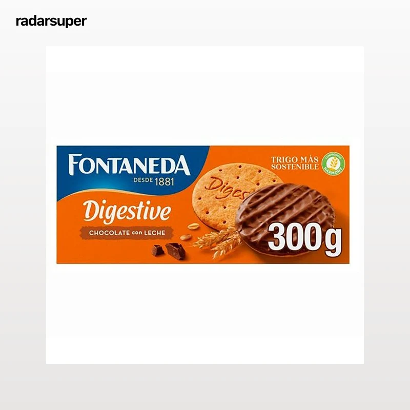 FONTANEDA Digestive Galletas cubiertas de chocolate con leche 300 g.