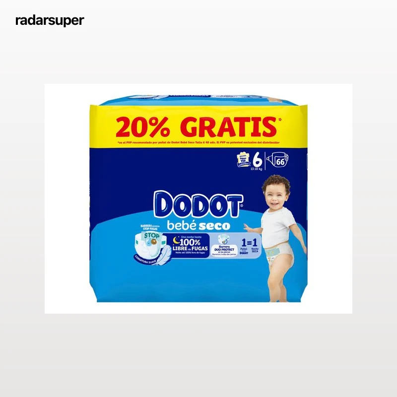 FRALDAS DODOT BEBÉ SECO JUMBO T6 13-18KG 66UN
