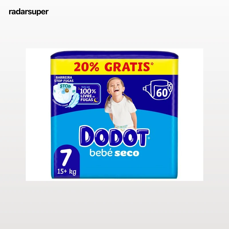 FRALDAS DODOT BEBÉ SECO JUMBO T7 15+KG 60UN
