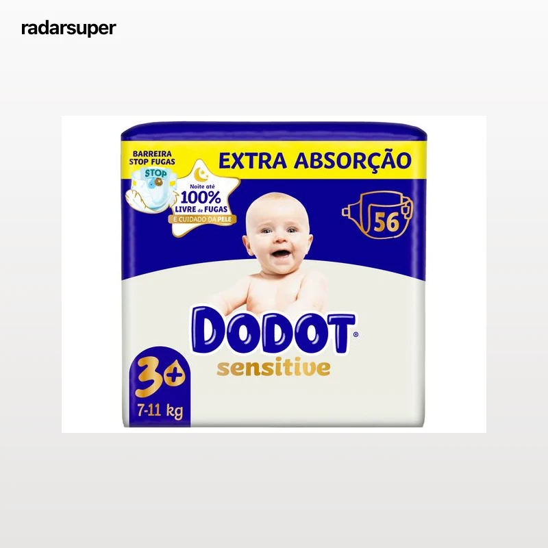 FRALDAS DODOT SENSITIVE EXTRA T3 7-11KG 56 UN