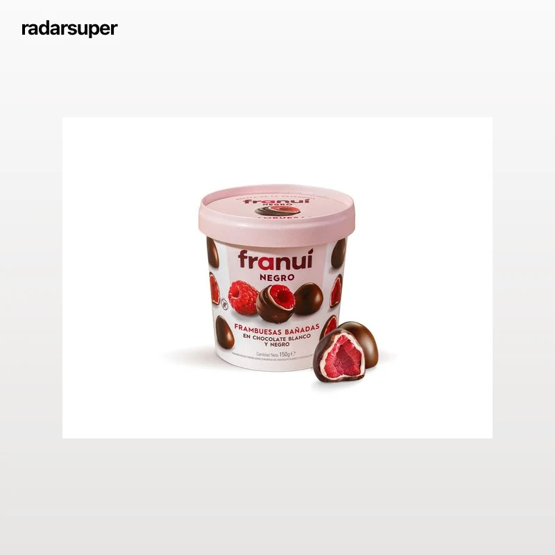 FRAMBOESAS FRANUÍ COBERTAS COM CHOCOLATE BRANCO E CHOCOLATE NEGRO 150G