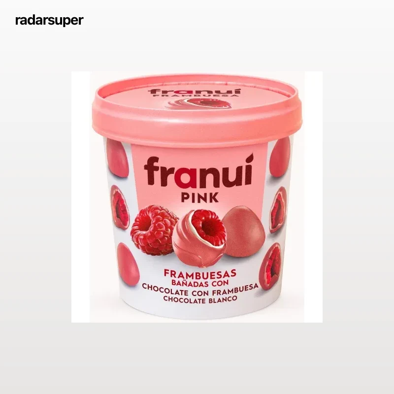 Frambuesas glaseadas cubiertas de chocolate blanco y chocolate de frambuesa Pink Franuí 150 g.