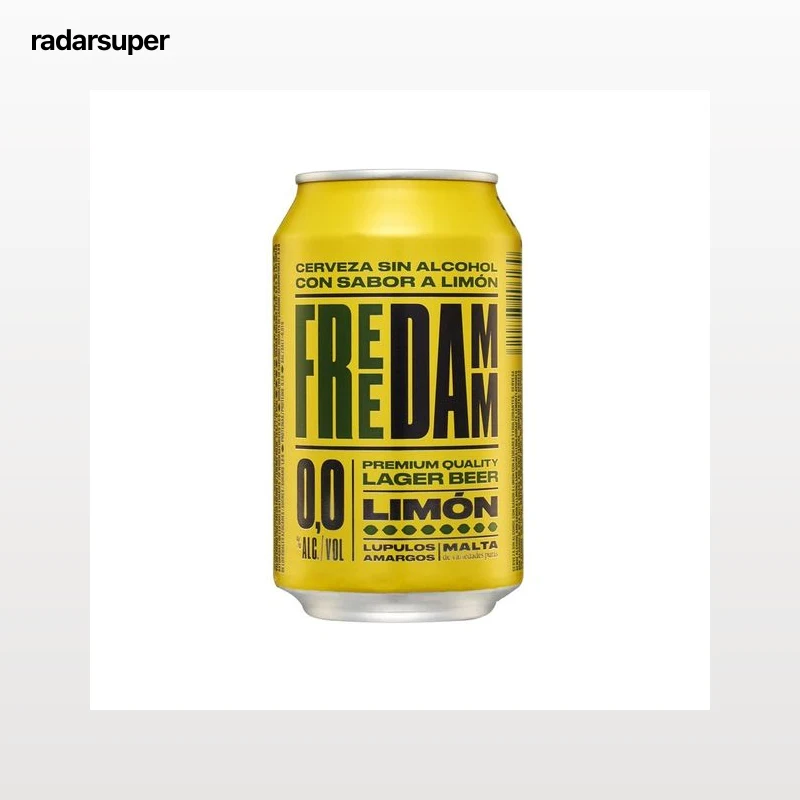 FREE DAMM Cerveza (0,0% alcohol) con sabor a limón lata de 33 cl.