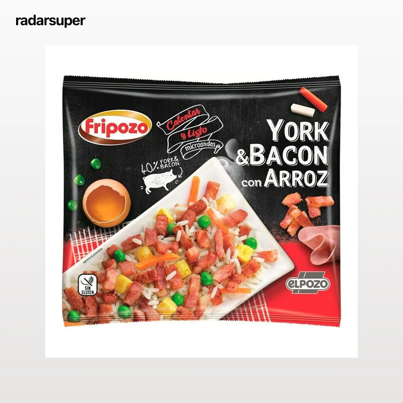 FRIPOZO Arroz 3 delicias,con jamón y bacon, elaborado sin gluten de El Pozo 400 g.